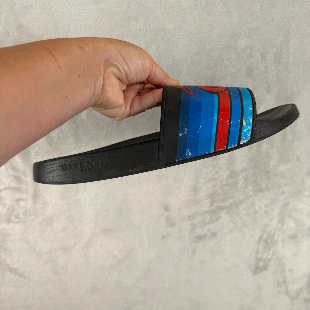 Givenchy Paris World Tour GV Slides Black Blue‎ Red Men's Designer Sandals Italy